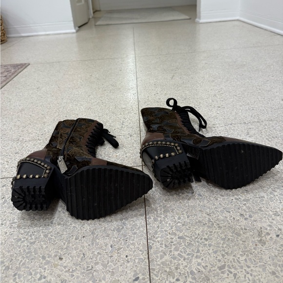 Chloe Rylee Baroque Velvet lace-up boots size 40 - Picture 5 of 7